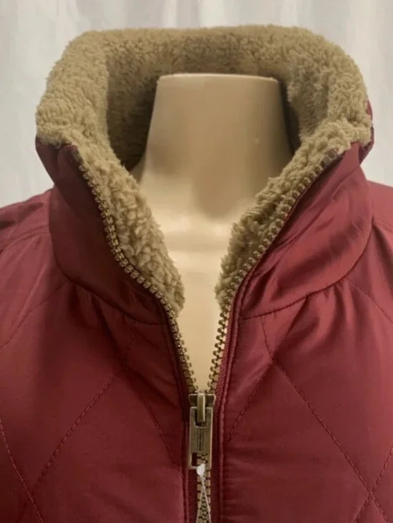 New Weatherproof Vintage Women’s Quilted Puffer Coat, Burgundy, Size XL - Picture 6 of 10